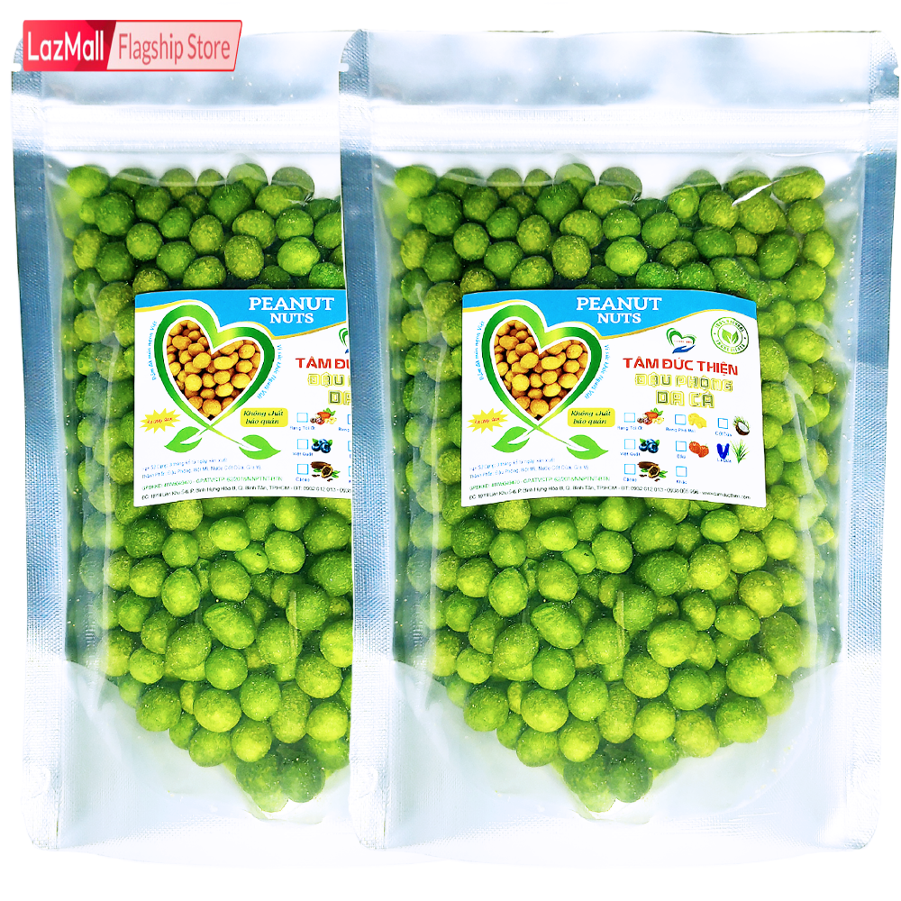Combo 1KG Đậu Phộng Da Cá Lá Dứa Tâm Đức Thiện 2 Túi ZIP 500GR Thực Phẩm Đóng Gói Đóng Hộp Ăn Liền đồ ăn vặt Lazada bánh kẹo quà Tết