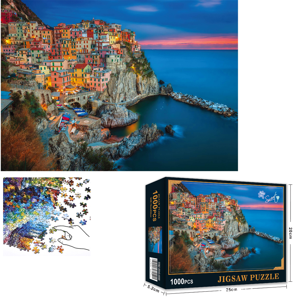 Bộ tranh ghép xếp hình 1000 pcs jigsaw puzzle cinque terre ý bản thú vị cao cấp