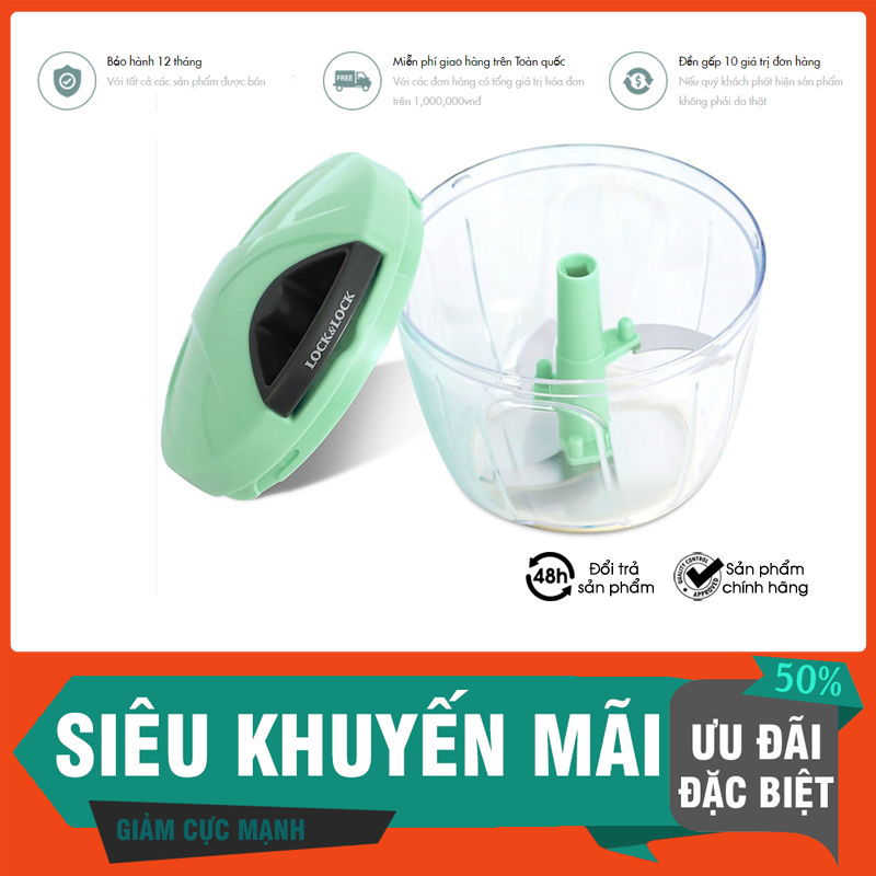 (Chính Hãng Locknlock) Dụng cụ băm rau củ quả , xay tỏi ớt locknlock các size S,M và L - Tiện Lợi, Dễ Sử Dụng - Bảo Hành 12 Tháng