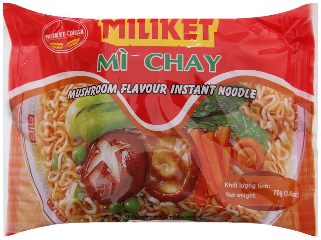 Thùng10/30 gói mì chay miliket gói 70g 14149