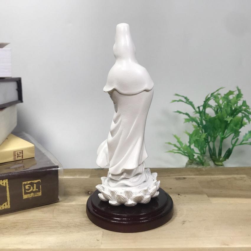 Tượng ngài Quan Thế Âm Bồ Tát đứng vẽ trắng cao 13cm