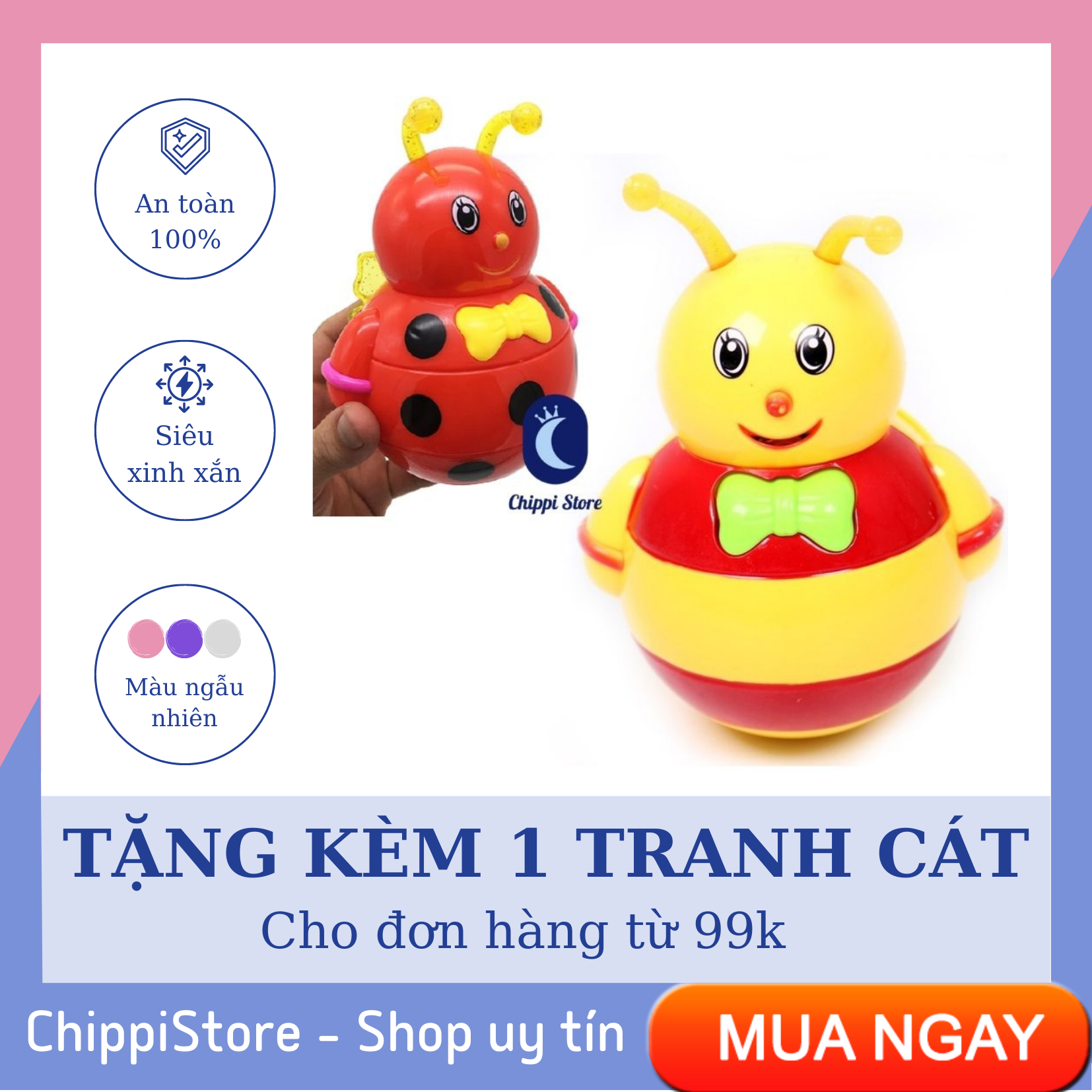 Đồ chơi lật đật hình chú ong ngộ nghĩnh biết hát kèm pin siêu hay cho bé