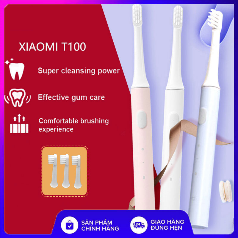 Xiaomi Mijia T100 Bàn Chải Đánh Răng Điện Sóng Âm Không Dây Có Thể Sạc Qua USB Bàn Chải Đánh Răng Siêu Âm Không Thấm Nước Tự Động Bàn Chải Đánh Răng