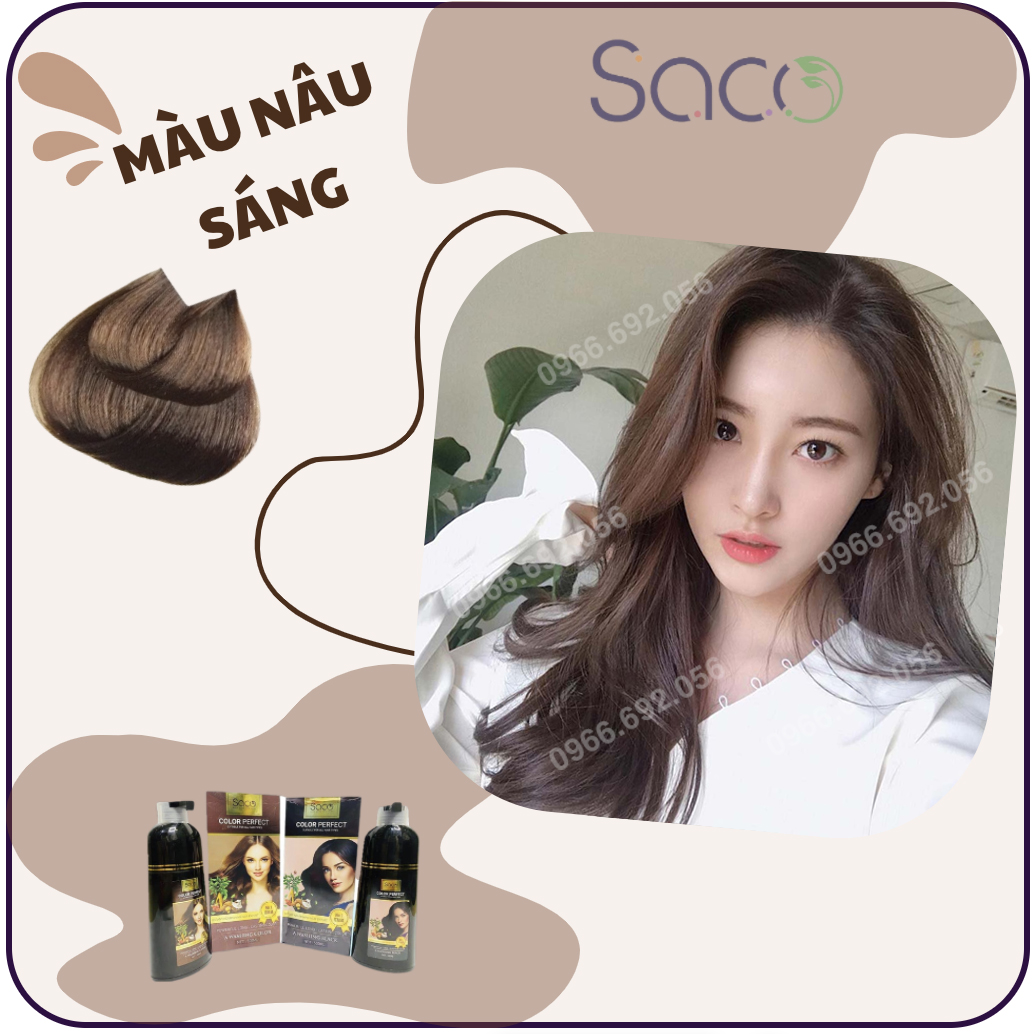 Dầu gội nhuộm tóc, dầu gội thảo dược Saco, dầu gội phủ bạc siêu dưỡng không gây hư tổn, không gây khô xơ tóc từ thảo dược thiên nhiên