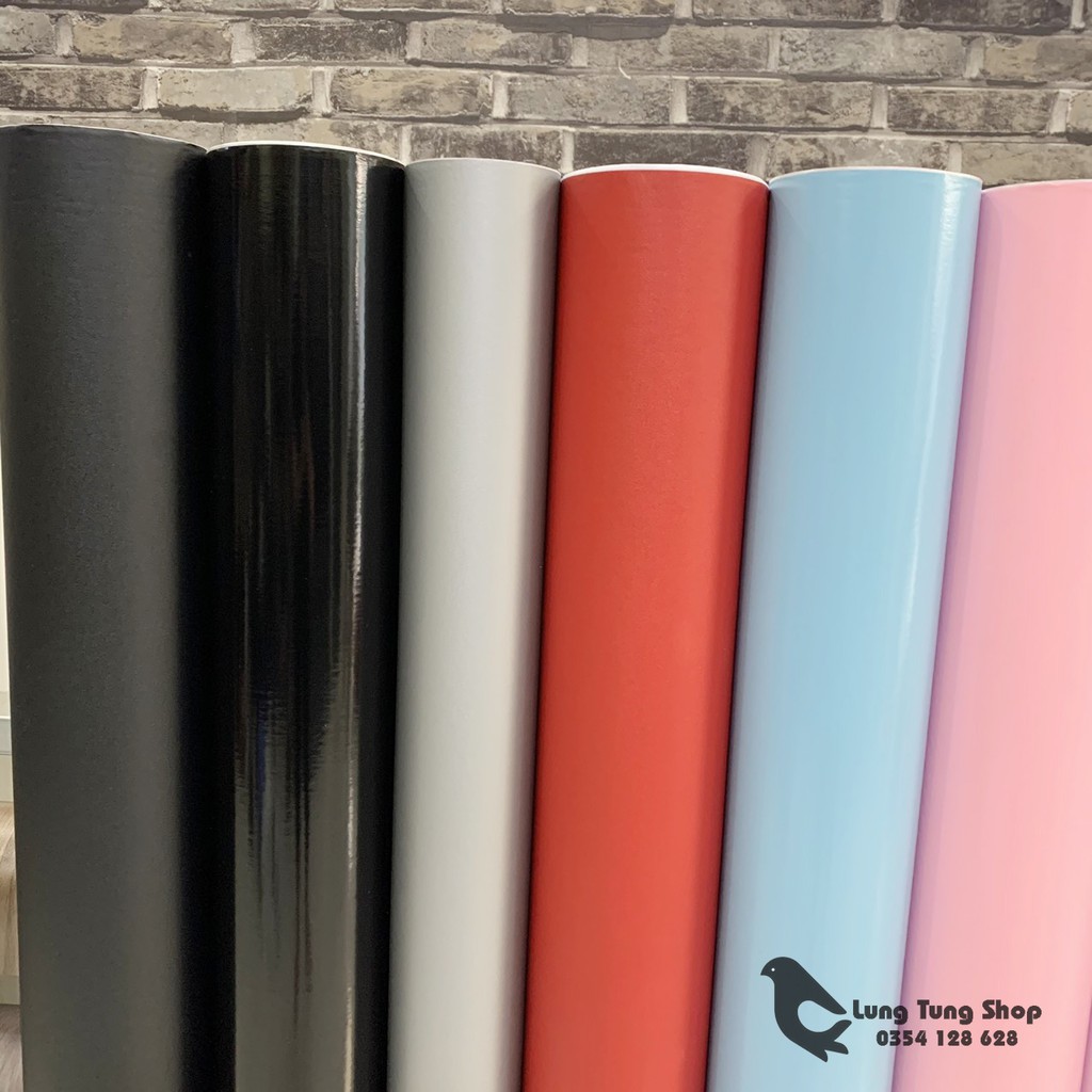 [ Khổ 1,2m - Loại nhám và bóng ] Decal màu - Giấy dán tường , bàn , tủ có sẵn keo màu trơn