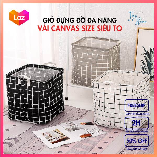 ⚡SIZE TO NHẤT⚡ Túi Đựng Quần Áo Chăn Màn Vải Canvas Không Thấm Nước, Giỏ Đựng Đồ Đa Năng