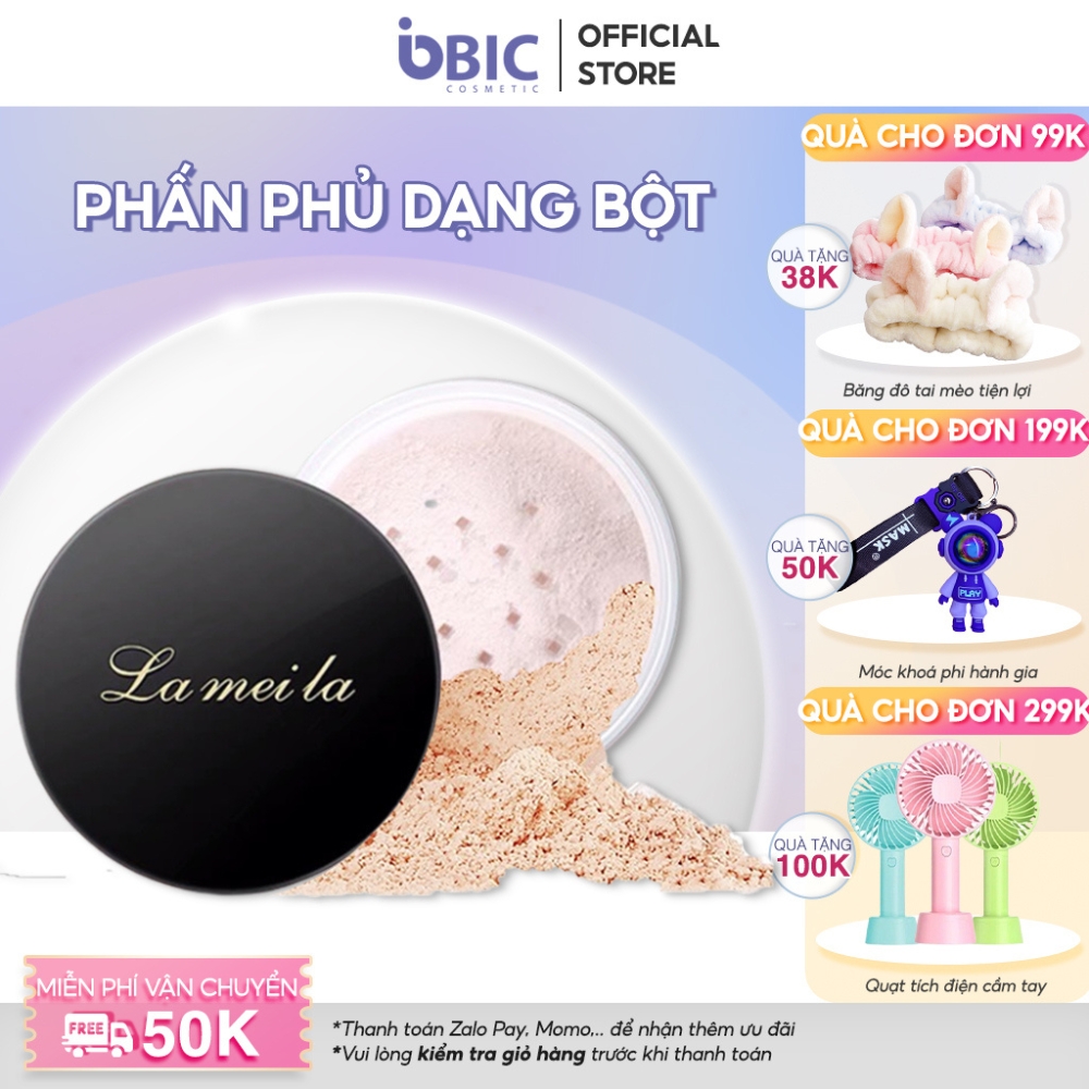 Phấn phủ kiềm dầu dạng bột La Mei La siêu mịn cho mọi tone da, màu tự nhiên, 6g phấn trang điểm PP-2