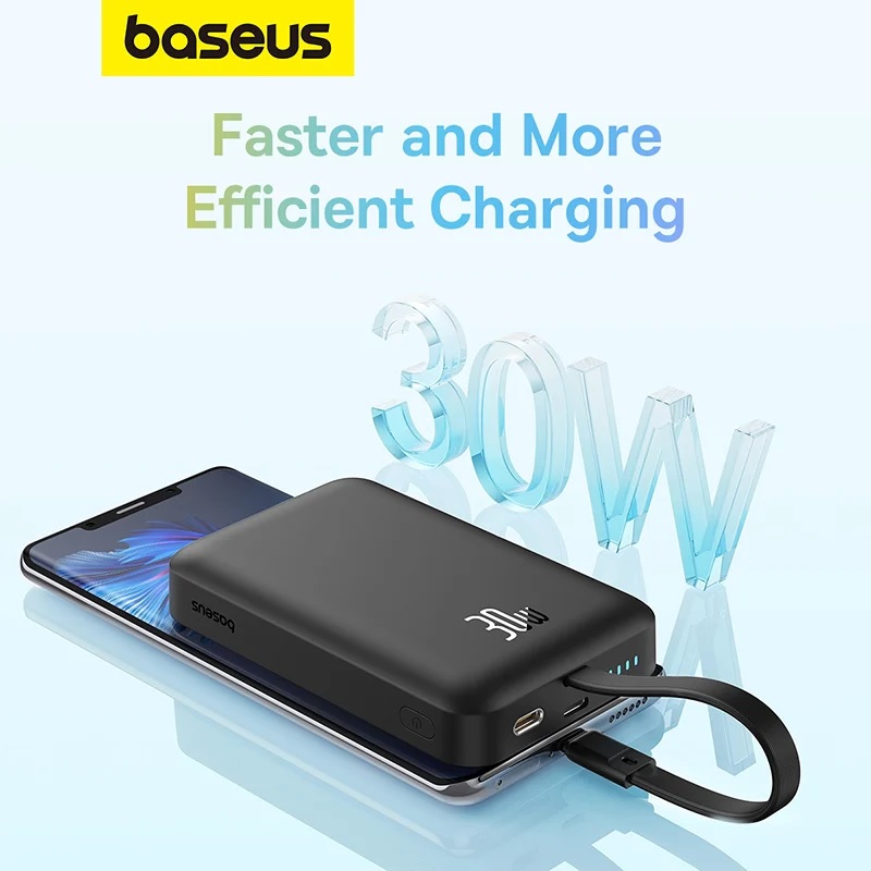 Pin sạc dự phòng không dây Baseus Magnetic Wireless Charging Power Bank 10000mAh tích hợp cáp C 30W hoặc cáp iP 20W