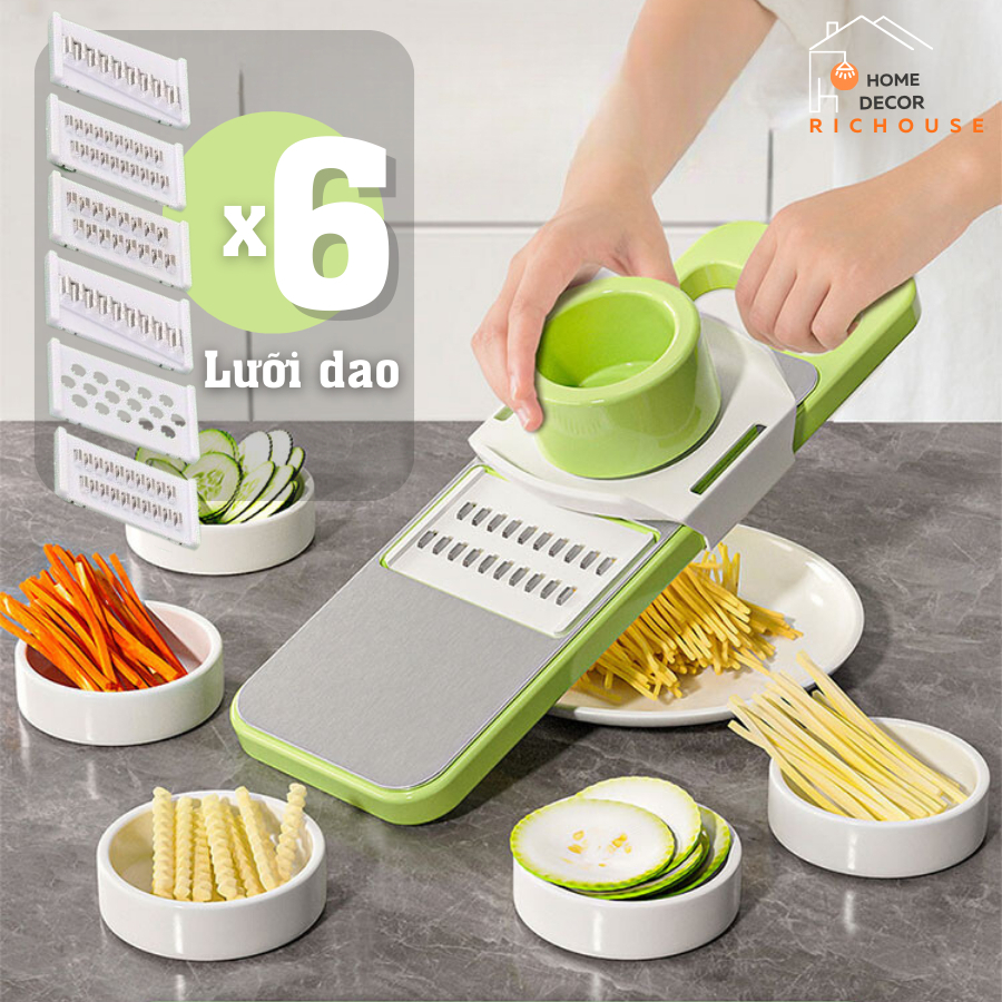 Bộ Nạo Rau Củ Quả 5 Lưỡi Dao Inox 304 Không Gỉ - Dụng Cụ Bào Rau Củ Đa Năng Cao Cấp Tiện Dụng, Đồ Bào Rau Củ Đa Năng