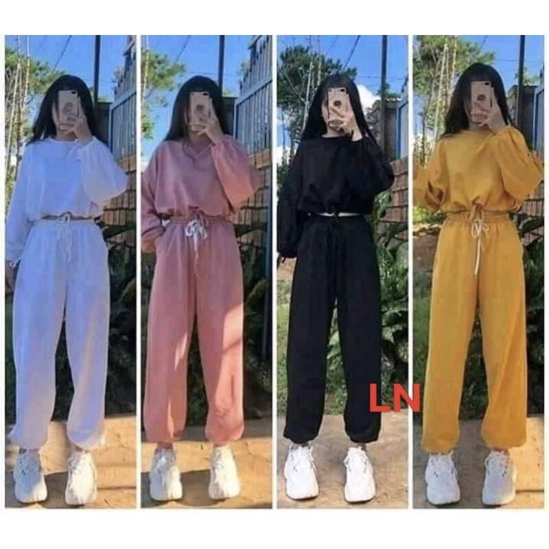 Bộ croptop rút bụng +Quần bom chun ống NL12, Thời trang nữ, Sét quần áo, Sét đẹp, Sét nữ, Sét đồ nữ, Sét bộ nữ quần ống rộng, Sét đồ nữ cá tính