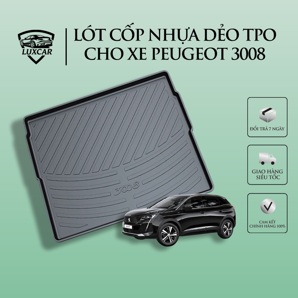 Lót cốp ô tô PEUGEOT 3008, chất liệu nhựa dẻo TPO cao cấp LUXCAR