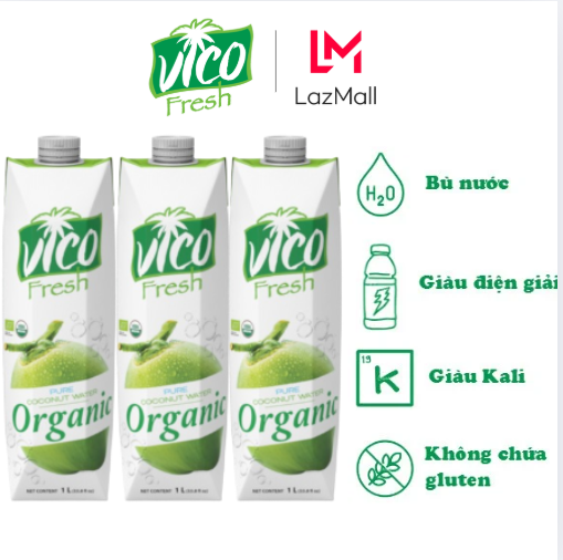 COMBO 3 HỘP NƯỚC DỪA VICO FRESH ORGANIC 1L