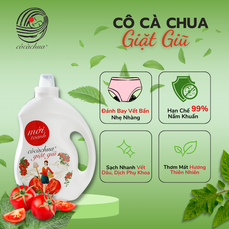 Nước giặt đồ lót, quần áo trẻ em hữu cơ cô cà chua mới toanh an toàn cho da nhạy cảm