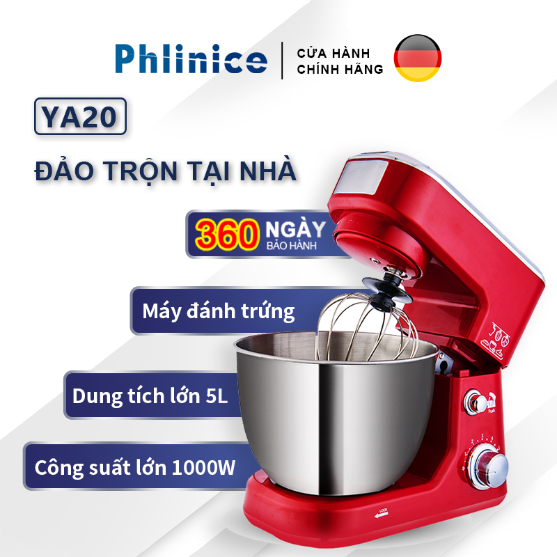 Máy trộn bột máy đánh trứng cỡ lớn đa năng bát inox 5 lít/6.5 lít công suất 1000W /1300W đa năng đánh kem làm bánh tiện dụngYA20