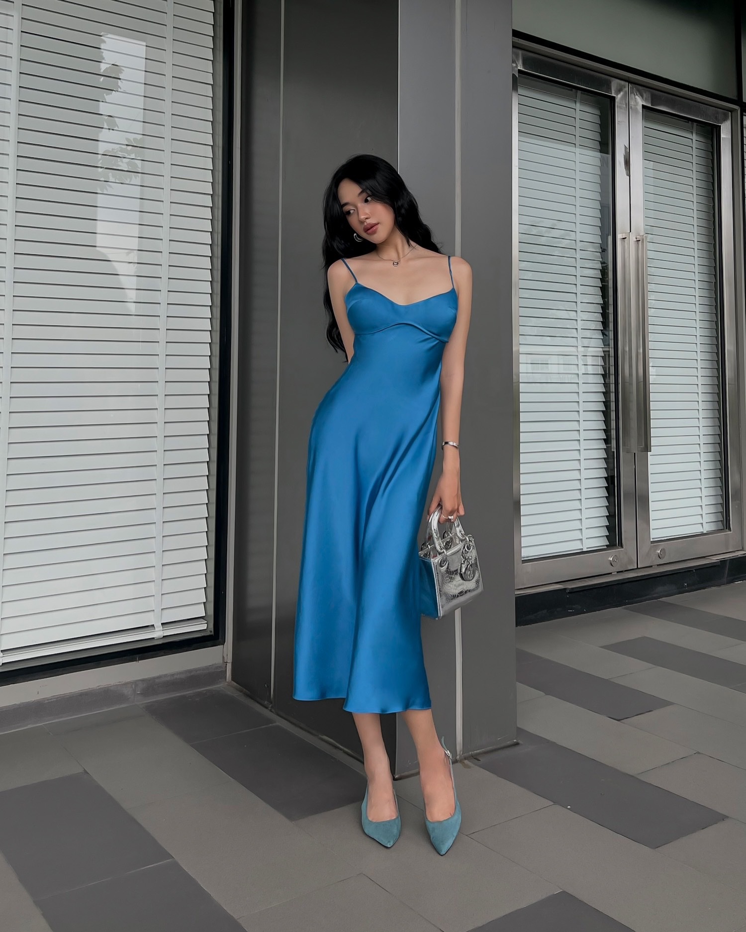 Tina Dress - Váy hai dây lụa dáng midi cut-out - Thiết kế bởi Iamcoco.official