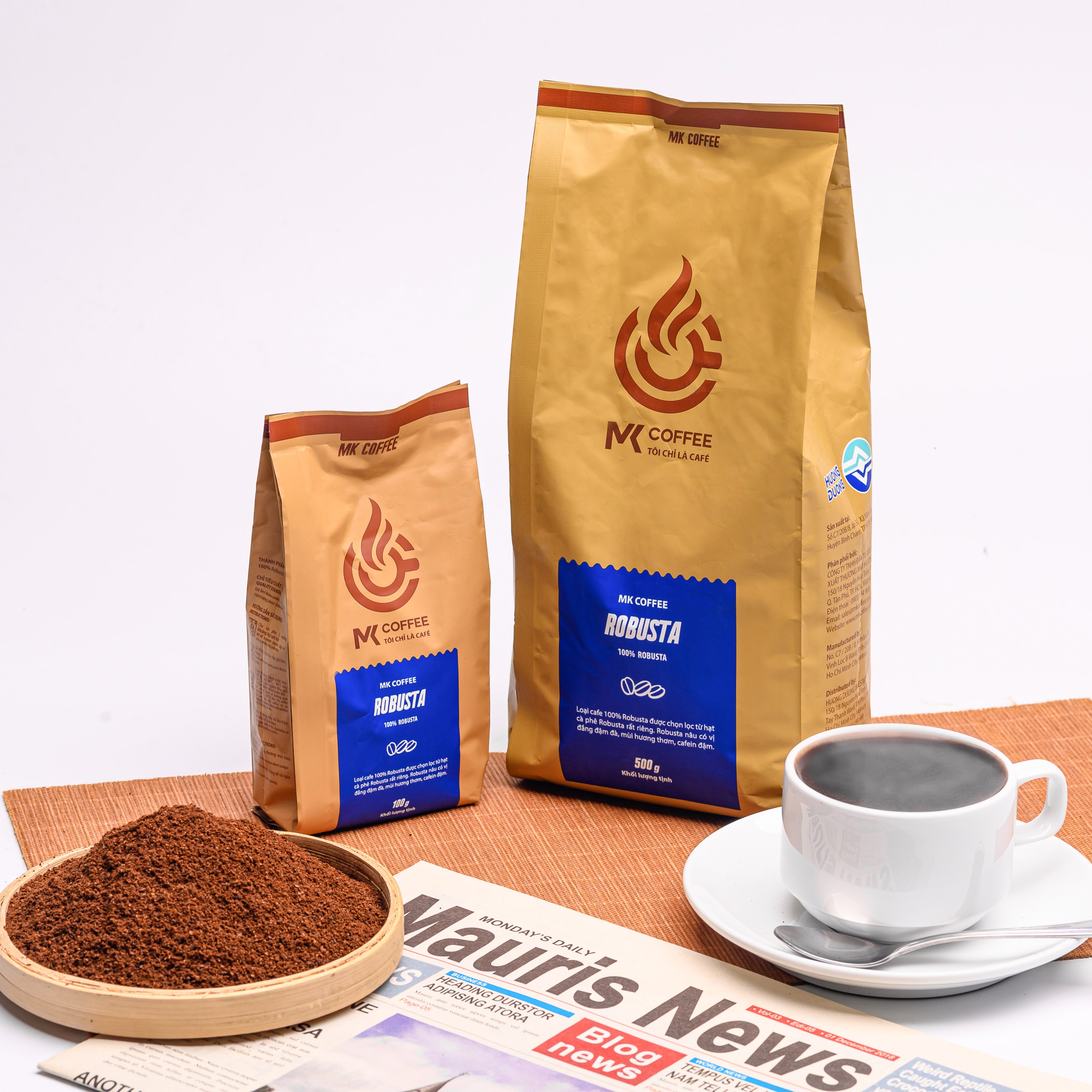 Cà phê truyền thống 500g 100% Robusta - Cafe rang mộc nguyên chất Đăk Lăk - Hàng chính hãng Mk Coffee