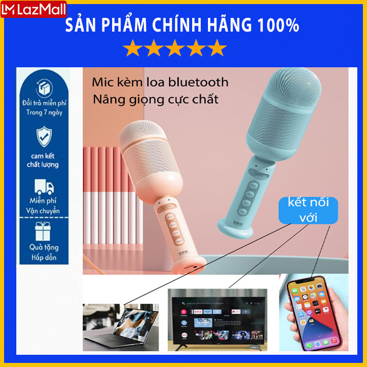 Micro bluetooth đa năng mix hát karaoke kiêm loa nâng giọng âm thanh cực chất mic hát không dây kèm loa blutut kara oke