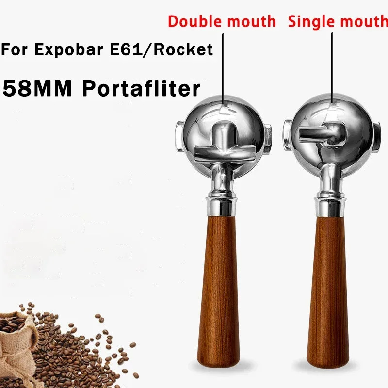 Cho expobar E61/Rocket cà phê portafilter 58mm thép không gỉ xử lý lọc phổ đơn/đôi Miệng phụ kiện cà phê