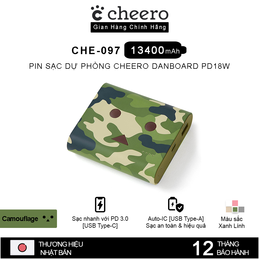 Pin sạc dự phòng cheero power plus danboard version pd18w che-097 13400mah