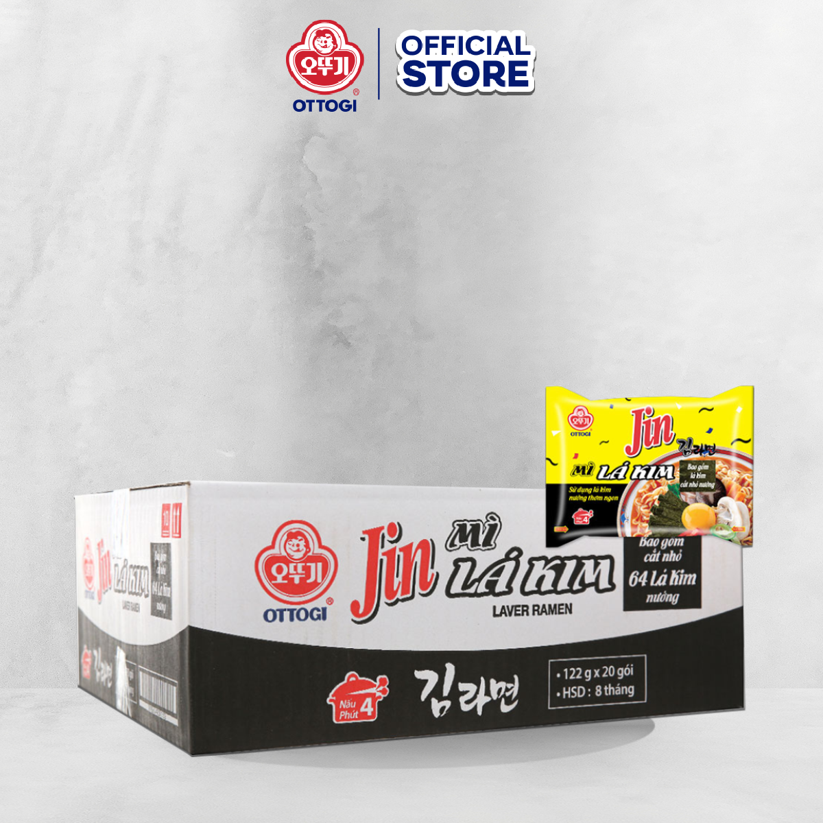 Thùng 20 gói Mì Jin Lá Kim Ottogi 122gx20
