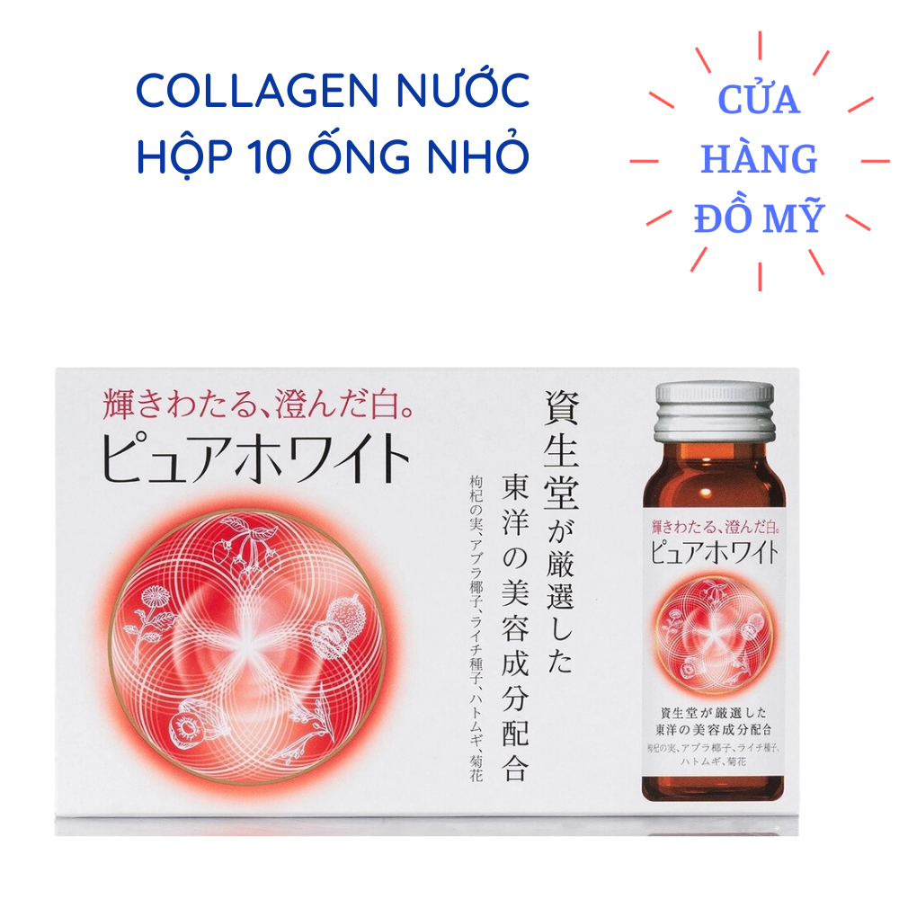 Nước uống Collagen Shiseido Pure White Dạng Nước hộp 10 chai 50ml - Hỗ đẹp đẹp da - Shop Hong1008