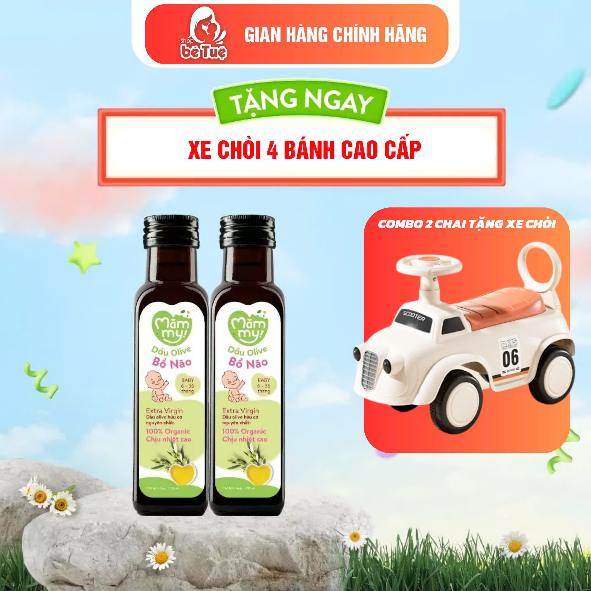 Dầu Olive bổ não Mămmy cho trẻ ăn dặm, hữu cơ nguyên chất chai 100ml