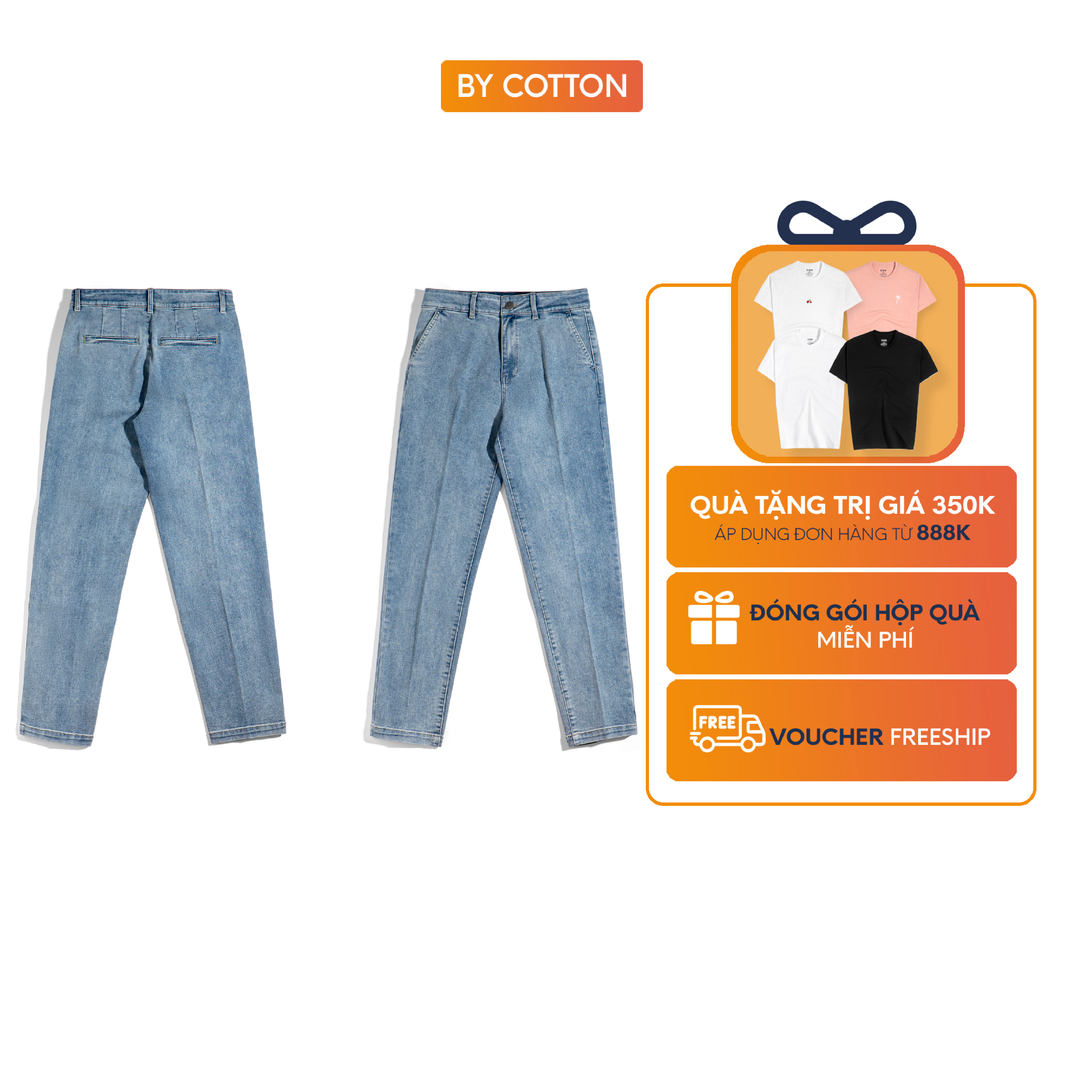 Quần jeans dài nam cao cấp jeans dark blue trousers 01 by cotton