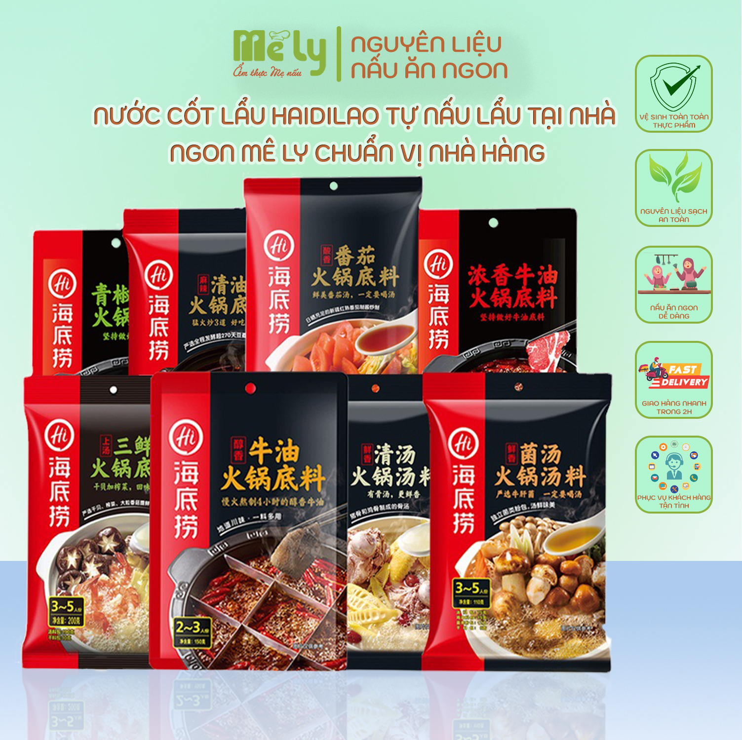 Gia Vị Lẩu Haidilao- Cốt Lẩu Tứ Xuyên- set nguyên liệu tự nấu lẩu tại nhà-Mê Ly_ẩm thực Mẹ nấu