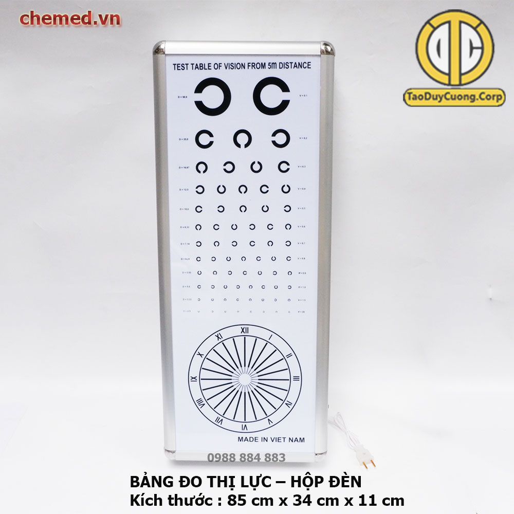 Bảng đo thị lực có đèn chữ C dạng hộp, kiểm tra sức khỏe thị lực
