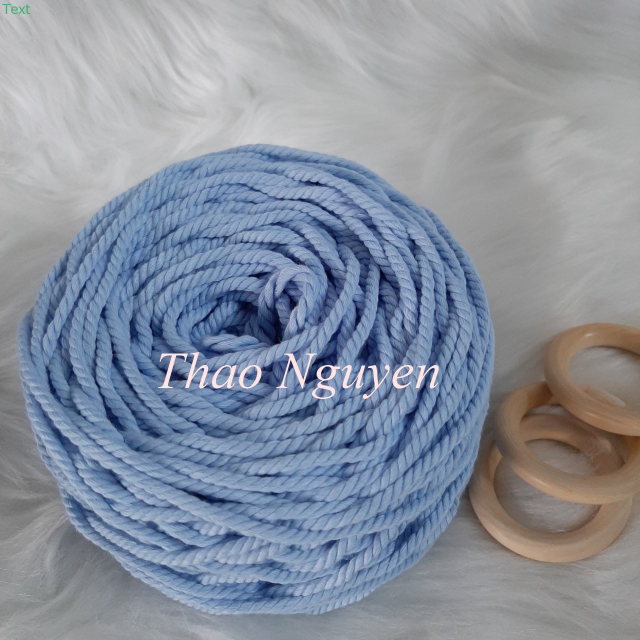 Dây thừng se macrame, dây cotton màu xanh dương - 3mm và 5mm