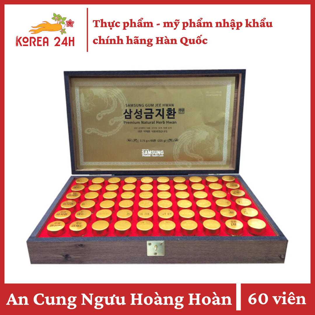 [HCM]An Cung Ngưu Hoàng Hoàn SAMSUNG Hàn Quốc hộp gỗ 60 viên 3.75g (GUM JEE HWAN)