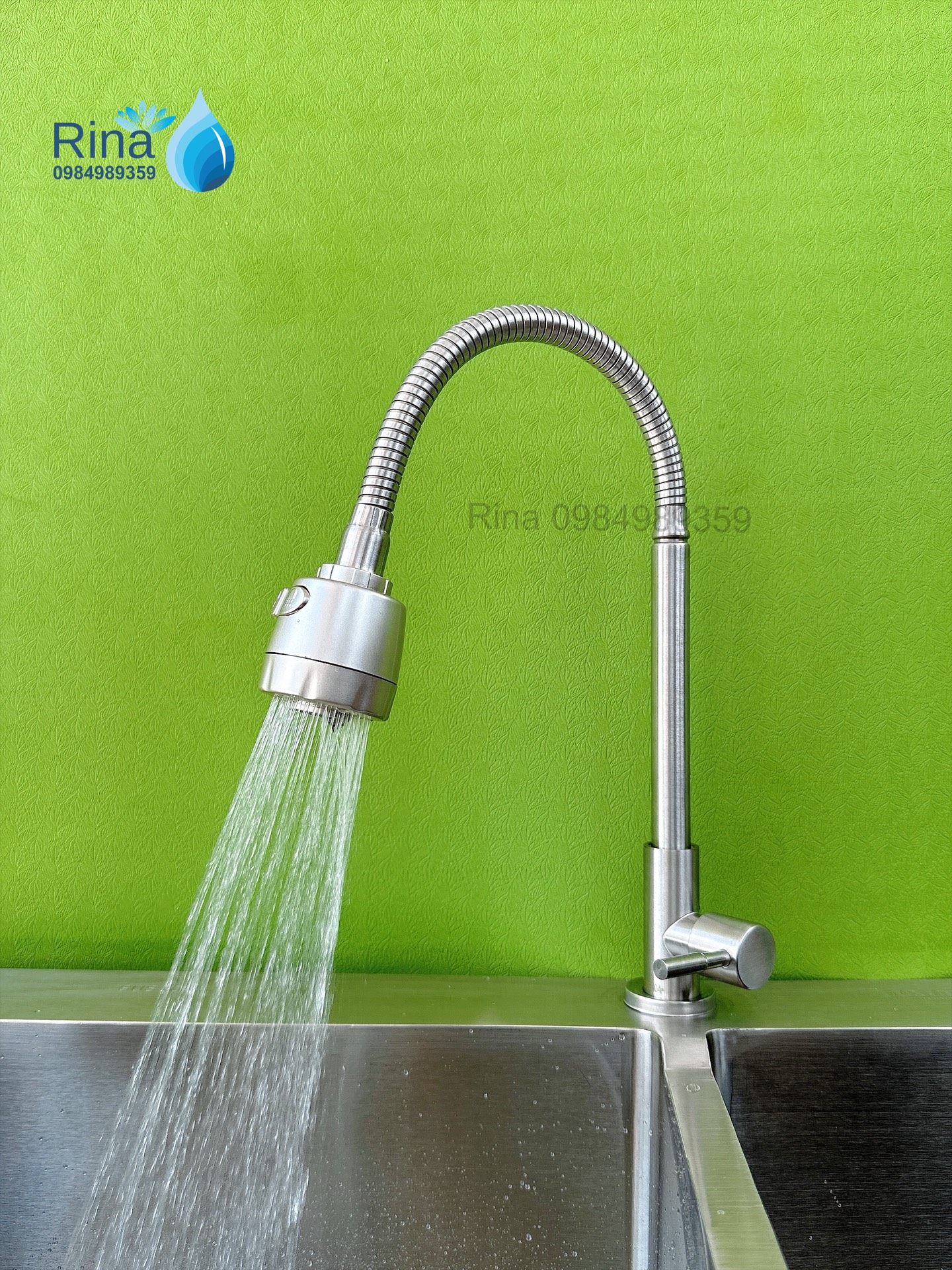 Vòi rửa chén lạnh bẻ inox rina xoay 360 độ -vòi rửa chén bẻ lạnh- vòi chén lạnh 304