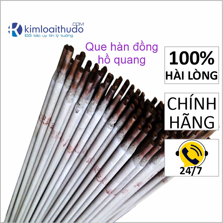 Que hàn đồng bọc thuốc hàn hồ quang , Size 3.2mm, dùng hàn nối đồng, thép, sửa chữa chi tiết máy, khuôn mẫu, cọc tiếp địa