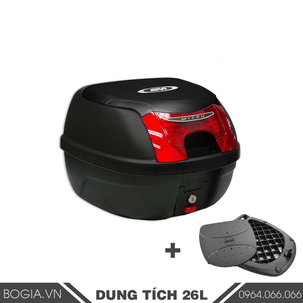 Thùng sau xe máy xe moto givi e26nx - tặng kèm đế nhựa gắn thùng