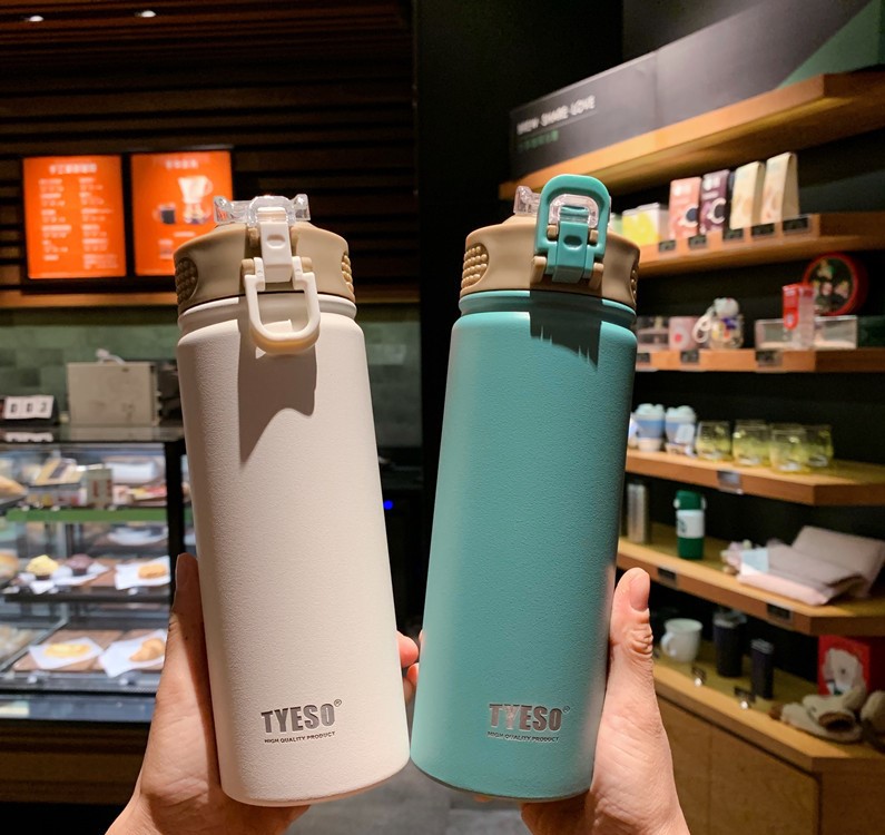 Bình giữ nhiệt inox Tyeso dung tích 750ML có quai cầm kèm ống hút