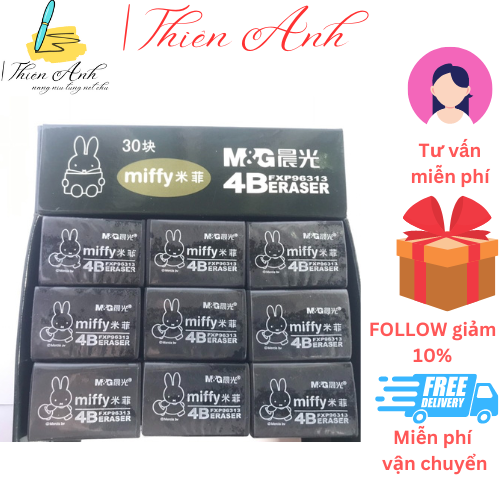 Gôm tẩy xóa màu đen Muffy 4B chuyên tẩy vết bút chì