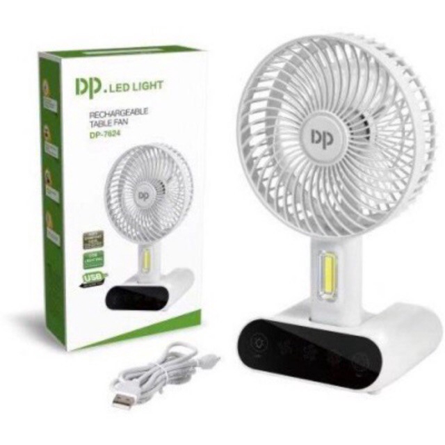 Quạt sạc tích điện dp 7624 cảm ứng cao 32cm dùng 2 bình sạc mini 3000mah