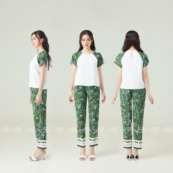 Folie Homewear - Set đồ mặc nhà áo tay ngắn quần dài lụa tằm ý SET FB111