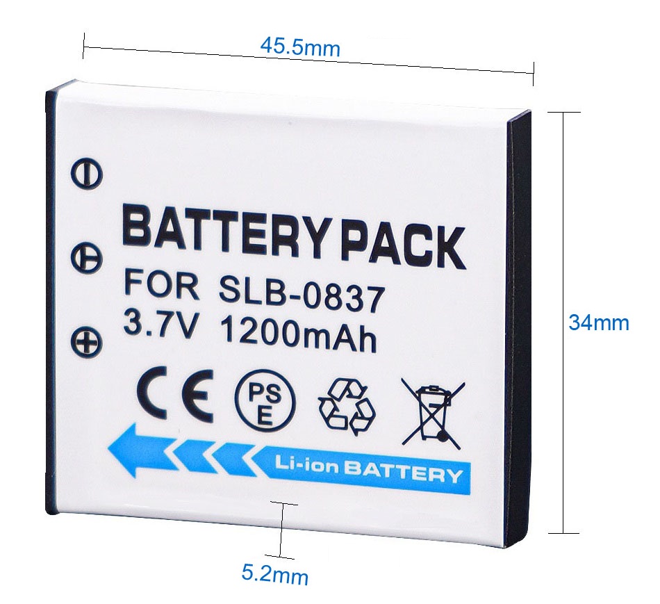 Pin máy ảnh samsung slb-0837b, dùng cho digimax l70, l70b, l83t, l85t, l201, l301, nv8, nv10, nv15, nv20, sl201
