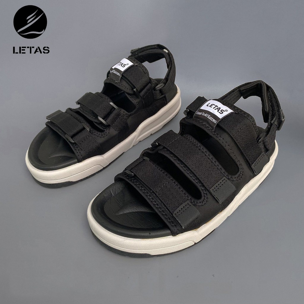 Sandal nữ, nam đế cao letas d1001 đen ghi