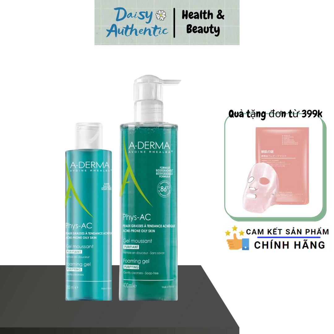 Sữa Rửa Mặt Aderma Gel Moussant Purifiant Phys-Ac 200ml 400ml