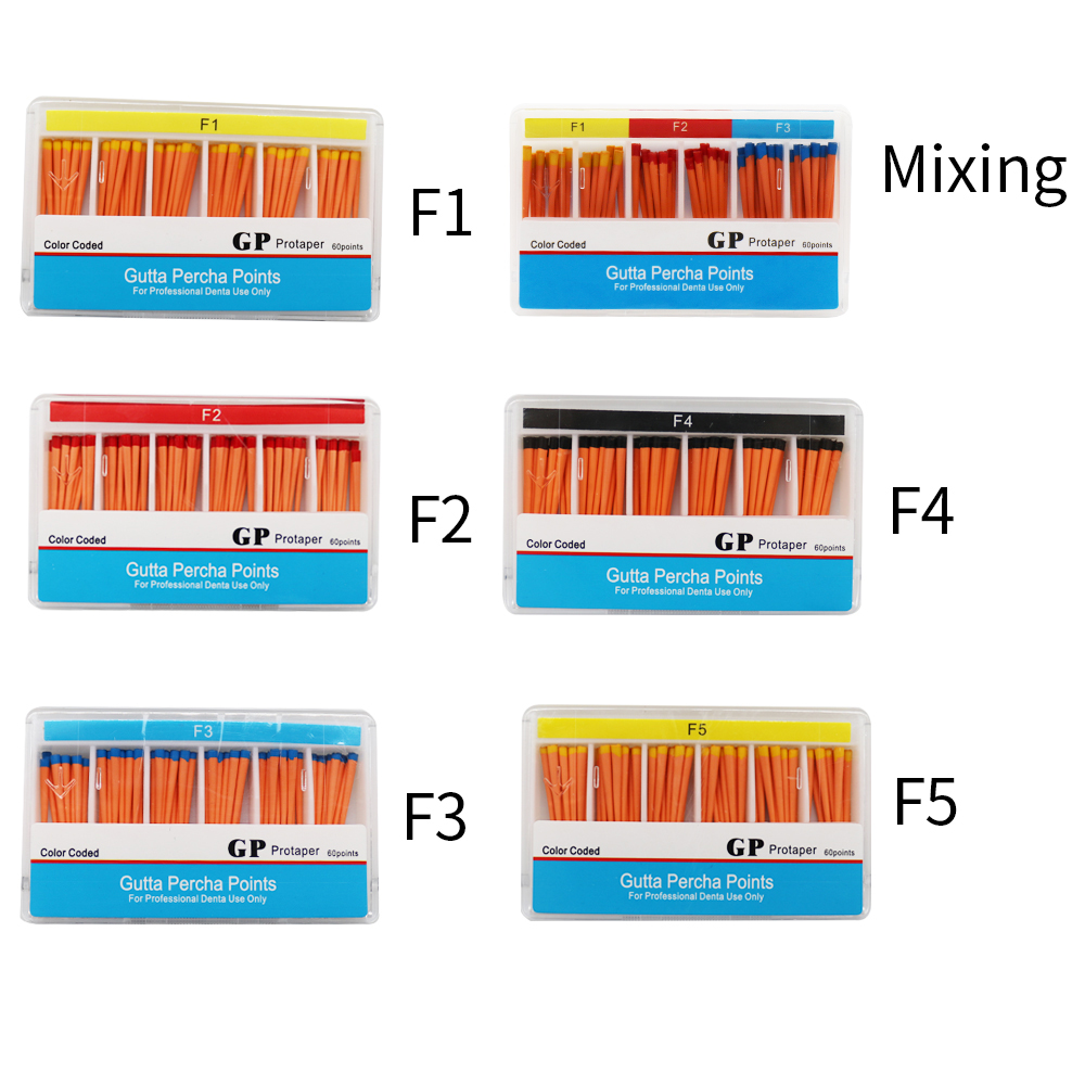 60pcs/ pack gutta percha points f1f2 f3 f4 f5 protaper file