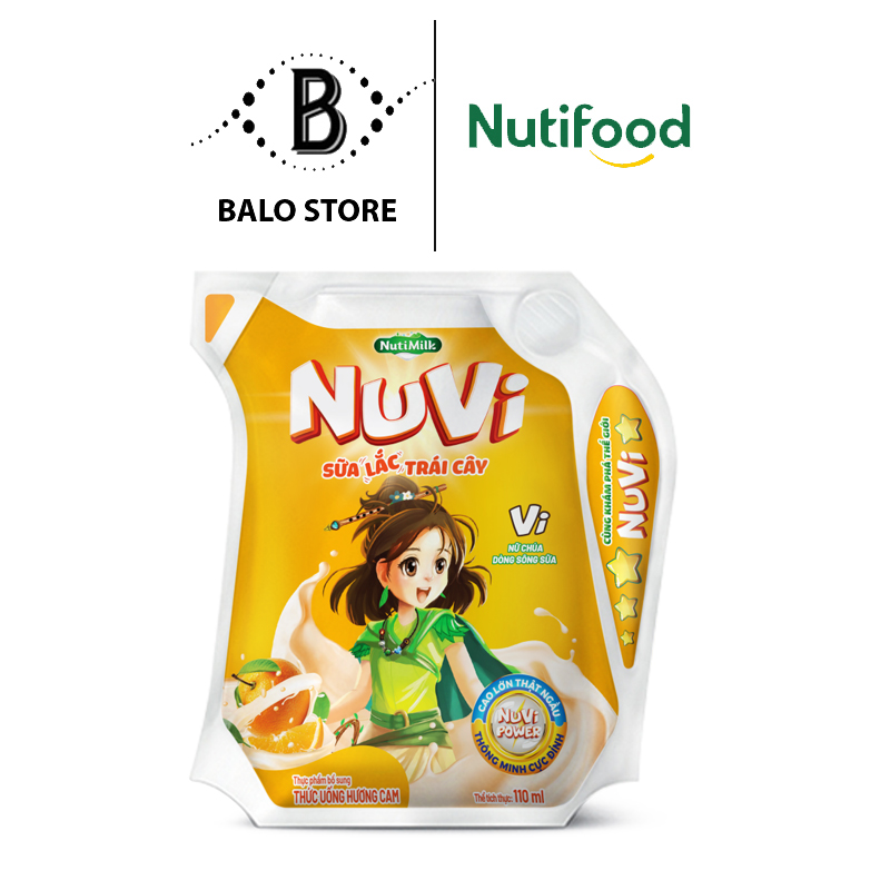 NuVi Sữa lắc trái cây hương Cam túi NuVi Power 110 ml NCT110LA - Thương Hiệu NUTIFOOD - BALO STORE