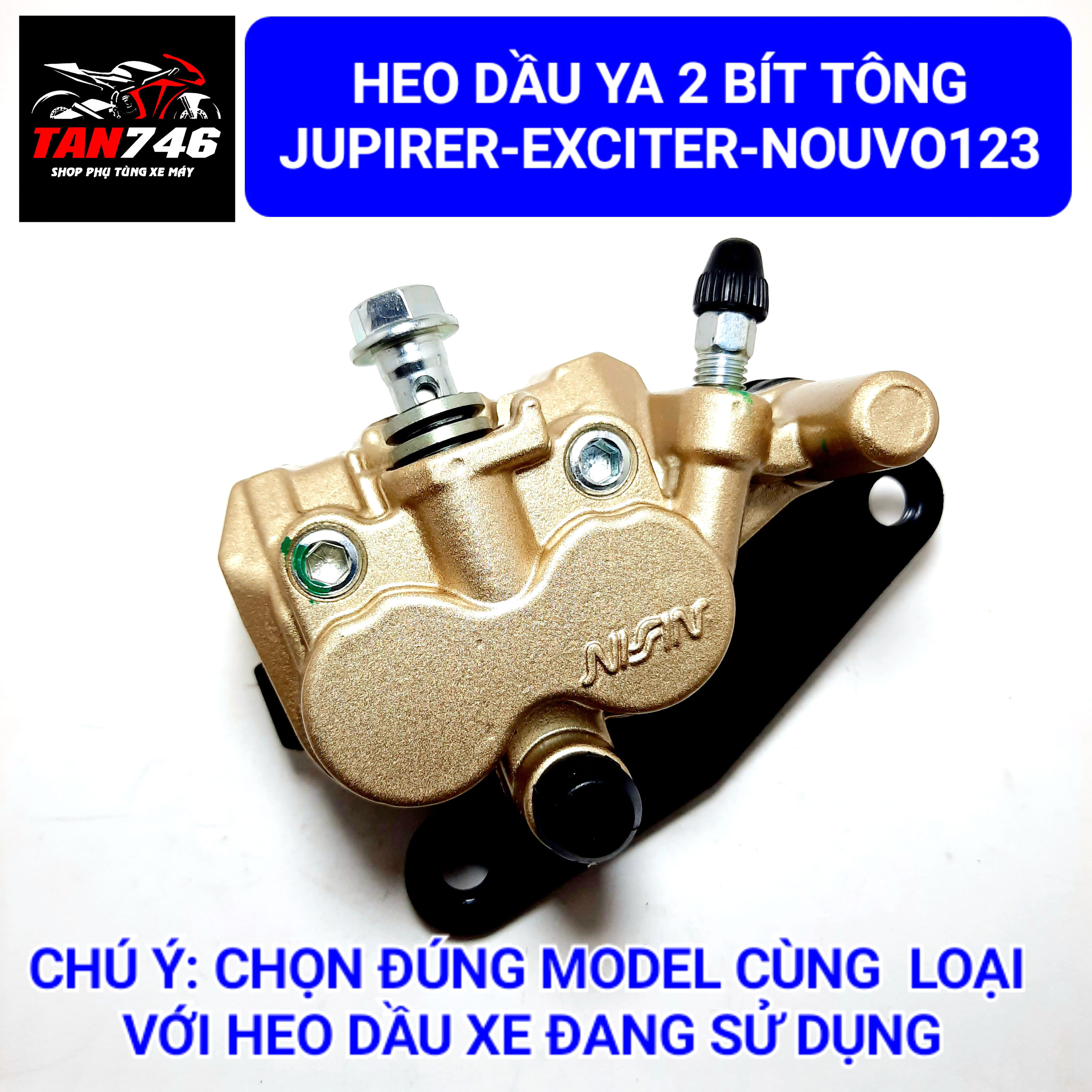Cụm heo dầu dưới thắng đĩa trước JUPITER Loại 2 bít tông, lắp cho xe hãng Ya