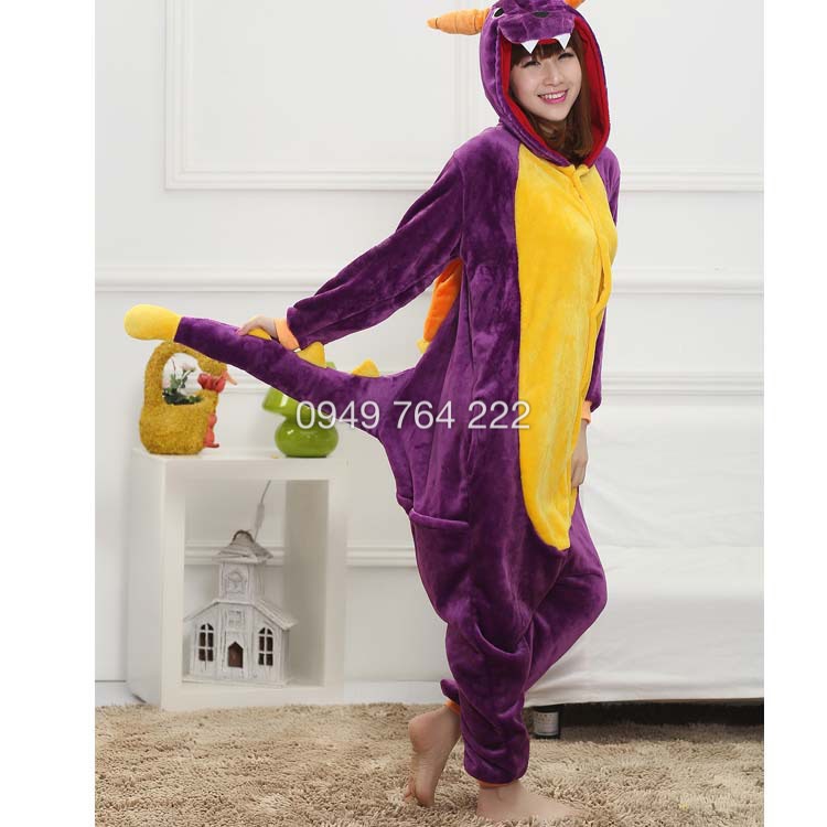 Bộ đồ thú khủng long tím 💜 freeship 💜 bộ đồ thú khủng long đủ size trẻ em và người lớn
