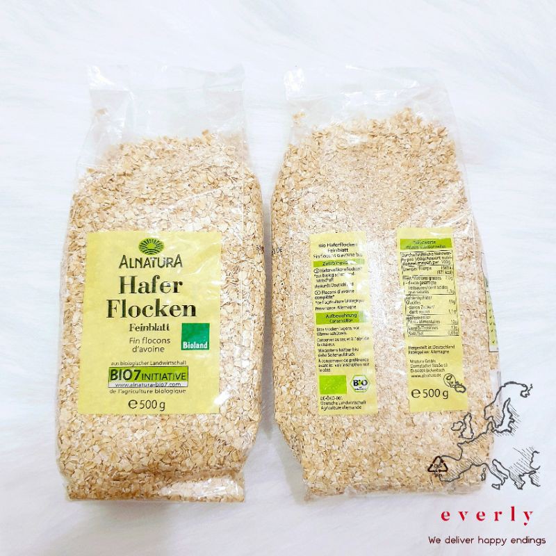 500gr yến mạch đức hữu cơ alnatura hafer flocken bio7 loại cán vỡ