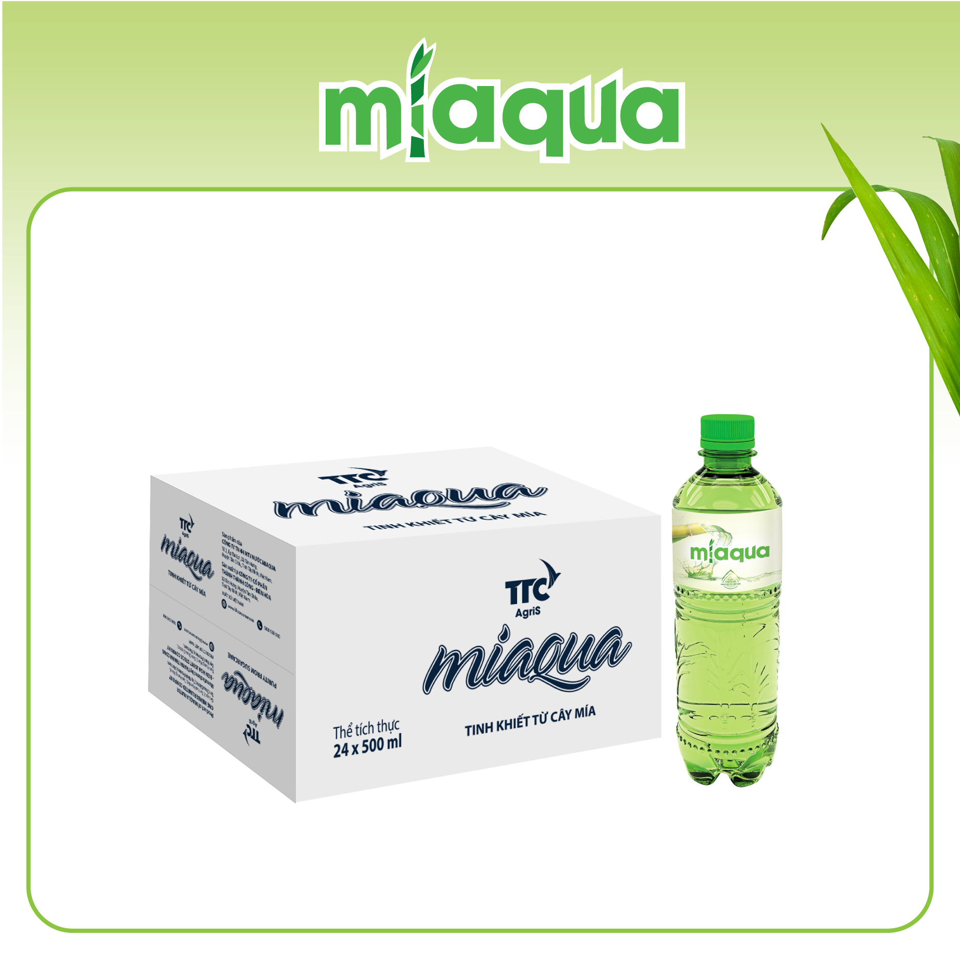 thùng 24 chai nước miaqua-nước tinh khiết tinh lọc từ cây mía 500ml chai 1