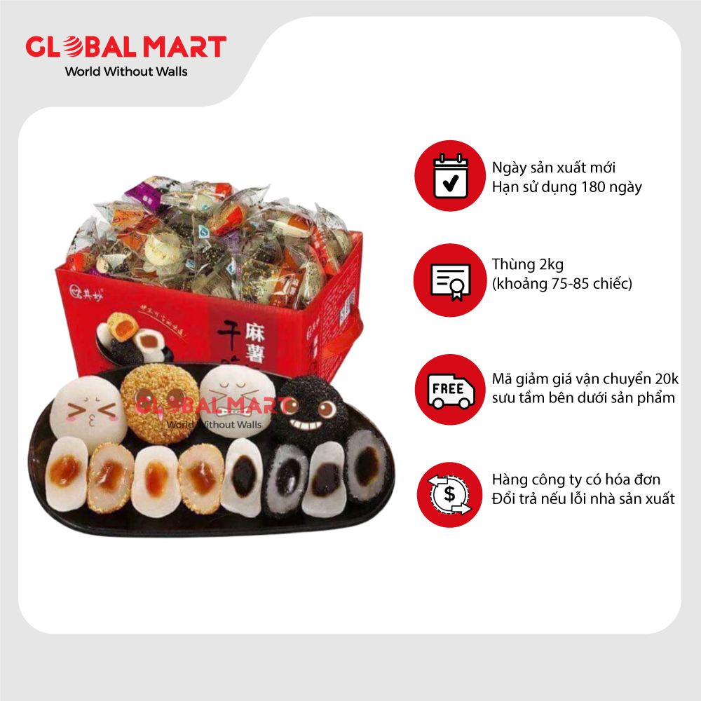 Thùng 2Kg Bánh Mochi Đài Loan Thùng Mix 4 Vị - Date mới