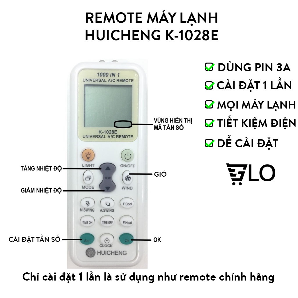 Remote máy lạnh đa năng huicheng k-1028e điều khiển được mọi máy điều hòa