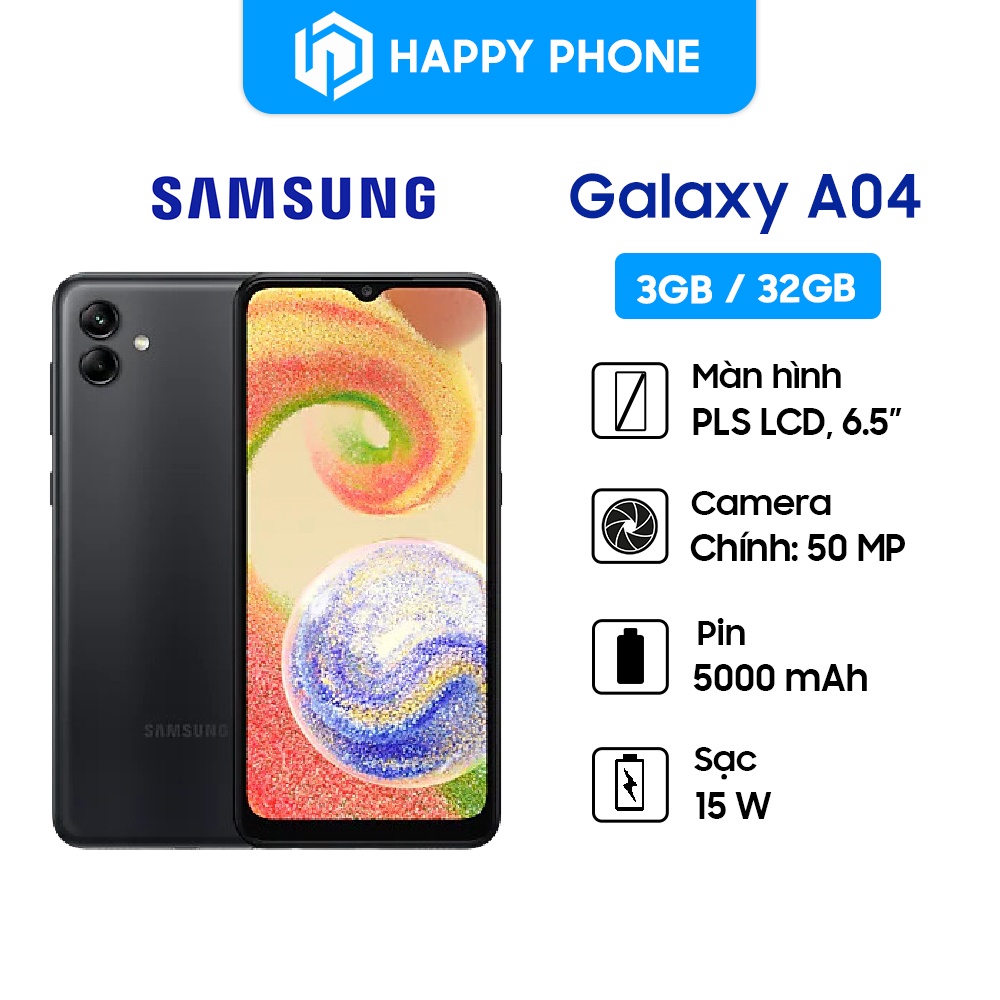 Điện Thoại Samsung Galaxy A04 - Hàng Chính Hãng, Bảo Hành 12 Tháng, Mới 100%